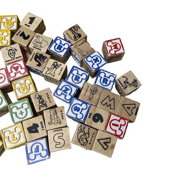 MICKEY MOUSE DISNEY 43 Pieces Wood Wooden ABC Alphabet Blocks - Picture 3 of 6
